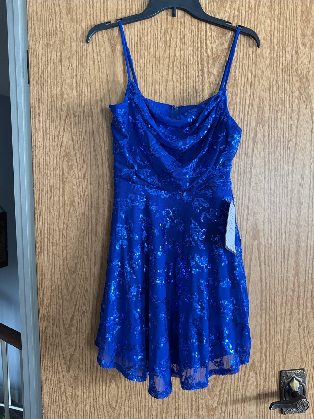 City Studio Royal Blue Sequin Spaghetti Strap Prom Dress